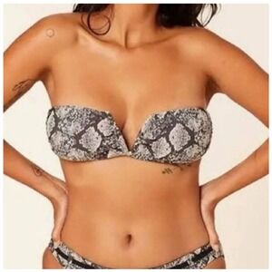 Andie Swim Snakeskin Snake Strapless The Scala Bikini Top Size Small NWT
